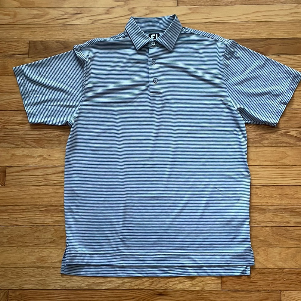 FootJoy Blue and White Striped Golf Polo